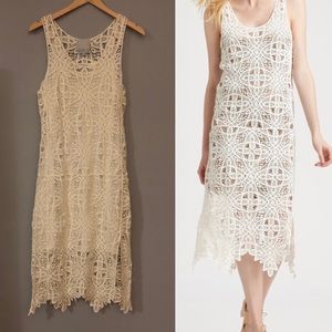 NWOT. Addison white crochet midi dress.